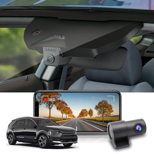 Fitcamx Dashcam Auto Vorne Hinten Geeignet für Kia NIRO and NIRO EV 2023 2024 (HD2-AT100), OEM Dashcam 4K 2160P+1080P UHD Video WiFi, Loop-Aufnahme, G-Sensor, WDR Autokamera, Plug & Play, 128GB Karte