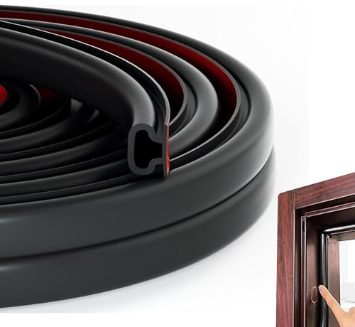 Türdichtung Dichtungsband Selbstklebend, Haustür Dichtung, Türdichtung Selbstklebend, Door Seal Schalldämmung Tür Dichtband Haustür Fenster (Schwarz, 10m)