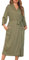 Wikoan Peignoir de Bain pour Femmes avec Poches Robes Longue Peignoir Gaufré Léger et Doux Robe de Chambre pour d'intérieur Piscine Hôtel Vert Armée XL