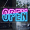 UExnkj-Y Open Neon Sign Rosa Blau Led Neon Schild Buchstaben Neonlichter USB Neon Lights Sign für Business Light Up Sign für Bar, Salon, Store, Cafe, Shop, Club, Open Sign für Wanddekoration