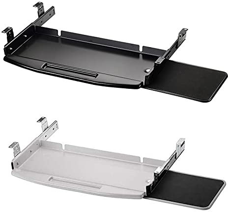 1-Teilige Hochleistungskugellager-Läufer Schwarzweiß, Unter Schreibtisch-Computer Gleitet Mit Schraube, Tastaturschale, Ausstrahlte Plattform, Tablettverstellungshöhe, Kugellagerläufer/White/550*200Mm