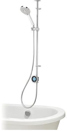 Aqualisa Optic Q Single Outlet Smart Digital Shower and Bath Fill, Exposed | With Bath Fill, Digital Display, App Controlled, Personalised Profiles, For Combi/High Pressure Systems, 5 Year Guarantee