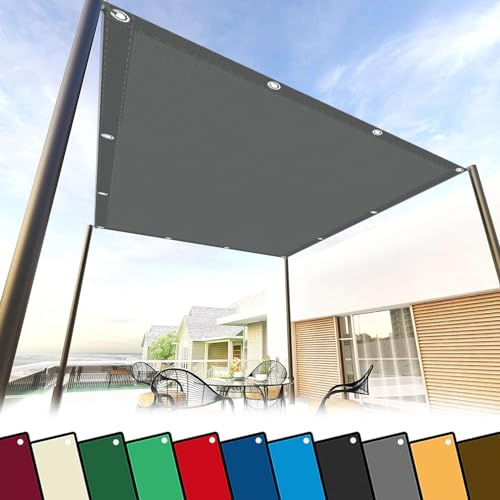 Toldo Vela de Sombra Rectangular 6 x 10 m Poliéster PES con Protección UV Lona Sombra Exterior con Ojales con Cuerdas Tensoras, para Patio Patio Exterior Piscina, Gris Oscuro