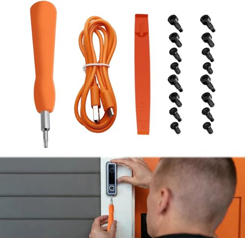 Eophmi Ring Doorbell Screwdriver Replacement & Charger Charging Cable Cord, Orange, 16 Screws, Compatible with Video Doorbell, Video Doorbell 2, Pro, Elite
