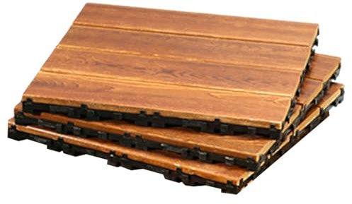 Streysisl Piastrelle per terrazze ad incastro per terrazze, 3 pezzi pavimento in legno carbonizzato, 12 x 12 pollici, pavimento esterno antiscivolo per giardino, piscina, terrazza, balcone