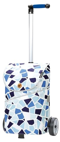 Andersen Einkaufstrolley - 46 Liter - höhenverstellbar - Aufhängung für Einkaufswagen - belastbar 40 kg - Aluminium - Kugellager-Rad Ø 17 cm - mit Kordelzug & Klett - Shopper Mix Collection A35