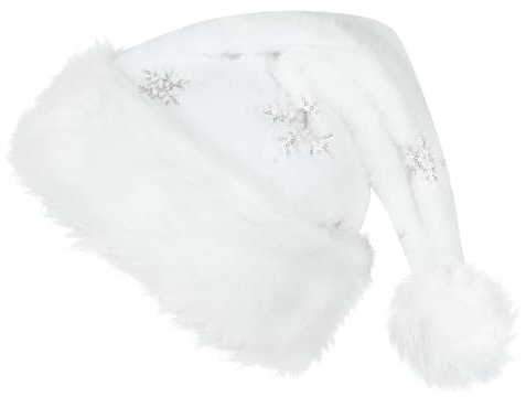 DERAYEE Weihnachtsmannmütze, Grün & Rot Weihnachtsmannmützen für Kinder Erwachsene Verdickte warme Weihnachtsparty Mützen (17,7 x 11,8 Zoll) (Weiß)