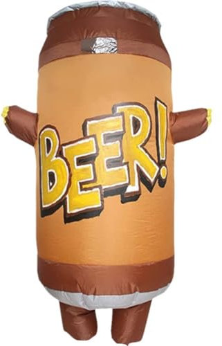 Tsffae Inflatable Drink Costumes Blow Up Beer Can Jumpsuit Food-themed Fancy Dress Suit Funny Halloween Beer Cosplay Costume Prop for Adult