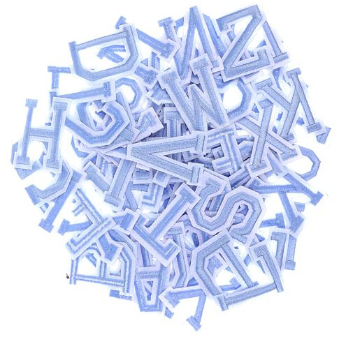 78pcs Alphabet Patches, Iron-on Letters, Embroidered Patches - Light Blue