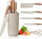 Küchenmesser-Set, 6-teiliges schwarzes, scharfes Messerset für die Küche, Antihaftbeschichtetes, rutschfestes Edelstahl-Kochmesserset mit Universal-Messerblock (Khaki)