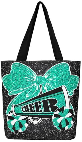 Homewish Cheerleading Lebensmitteltasche Bow Canvas Tote Bag, Glitter Pailletten Print Einkaufstasche Psychedelic Stars Canvas Tasche