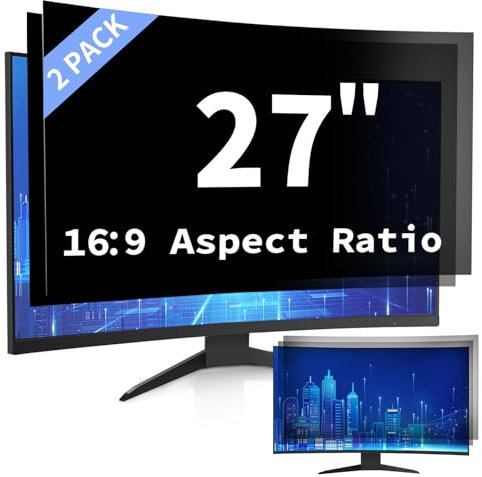 DEJIMAX 27 Inch Computer Privacy Screen Filter for 16:9 Widescreen Monitor, Anti Glare and Blue Light, PC Monitor Screen Privacy Shield,Anti Spy Screen Protector Film 2Pack