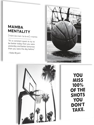 Basketball Poster Basketball Geschenke Basketball Deko Basketball Deko Geburtstag Basketball Deko Zimmer Poster Sport Basketball Bilder für die Wand Basketball Bild (Basketball black white)