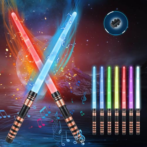 2 Pièces Sabre Laser pour Enfants, 7 Couleurs Sabre Lumineux avec Effets Sonores, 2 en 1 Sabre Laser Lumineux, Lightsaber pour Enfants, Epées Laser Télescopiques, Sabre Laser pour Cosplay Halloween