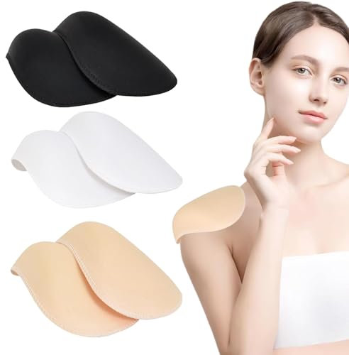 Zonoori 3 Paar Schulterpolster Damen Herren Abnehmbar Selbsthaftend(Schwarz, Weiß, Hautfarbe)