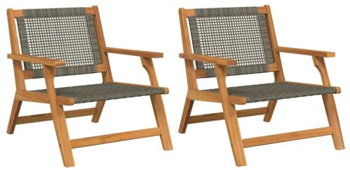 vidaXL gartenmöbel 2 pcs Grau 67 x 78 x 73 cm Massivholz Akazie, Moderne Garten- und Terrassenmöbel, rechteckige Outdoor-Sitzgelegenheiten, minimalistische Style, langlebige Stühle, Bänke, Liegen