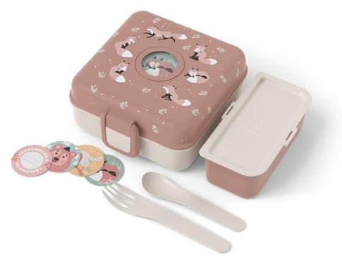 monbento - Fiambrera Sandwich Niños Snacky canela Fox - Caja Merienda para Bocadillo Integral - Cubiertos incluidos - Fiambrera Personalizada Infantil - Ideal para el Cole/Picnic - Sin BPA - Zorro