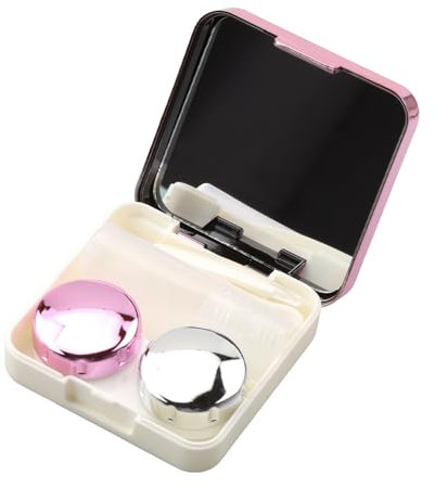 Bojueshaw Contact Lens Case with Mirror,Portable Leakproof Lens Container with Tweezers,Invisible Mirror Box for Home Travel(Rose Red)