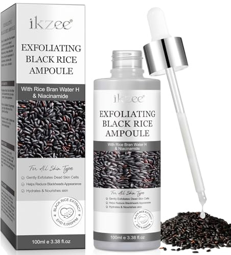 Schwarzes Reis Peeling Serum, 100ml Peeling Ampoule mit Intensivpflege, Entfernt sanft Hautschüppchen & Mitesser, spendet Feuchtigkeit und regeneriert für zartweiche Haut