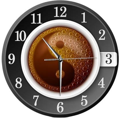 lmoikesz Leise, Nicht tickende 12 Zoll Wanduhr mit Yin und Yang Symbol, für die Schule, 12 Zoll Quarzuhr, leise, Nicht tickend, für die Küche