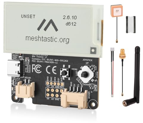 Meshnology Wio Tracker L1 E-Ink Carte de développement avec grand écran 2,13 SX1262 nRF52840 pour AR duino Meshtastic LoRa, BLE 5 GPS GNSS, prend en charge la batterie de type C et la charge solaire