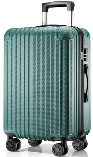 ABISTAB Hartschalenkoffer mittelgroß - Leicht Reisekoffer 60L | Koffer & Trolleys aus ABS | 4 Rollen & Zahlenschloss | Dunkelgrün
