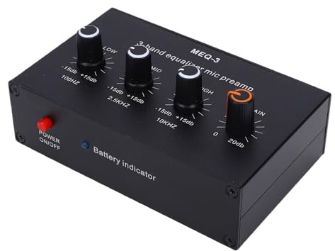 Cuifati Microphone Preamp, 20dB Gain Amplification with 3 Band Equalizer and ALC Circuit, for Dynamic Mic 5V Condenser Mic Electret or Battery Powered Condenser