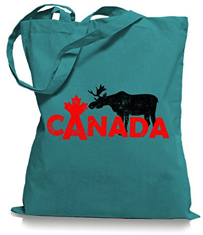 Ma2ca® Canada Moose Elch Stoffbeutel Einkaufstasche Tasche Tragetasche/Bag WM101-emerald