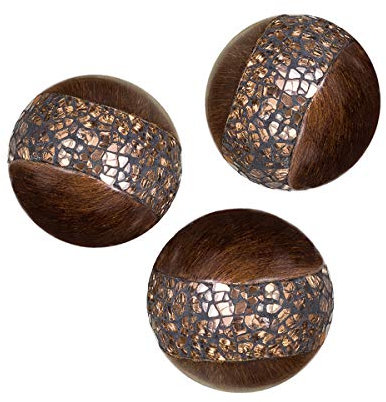 Schonwerk Walnuss Dekorative Kugeln für Schalen und Vasen (3er Set) Harz Kugelkugeln für Wohnzimmer, Esszimmer, Couchtisch, Mittelstück Home Decor - Tolle Geschenkidee (Crackled Mosaic)