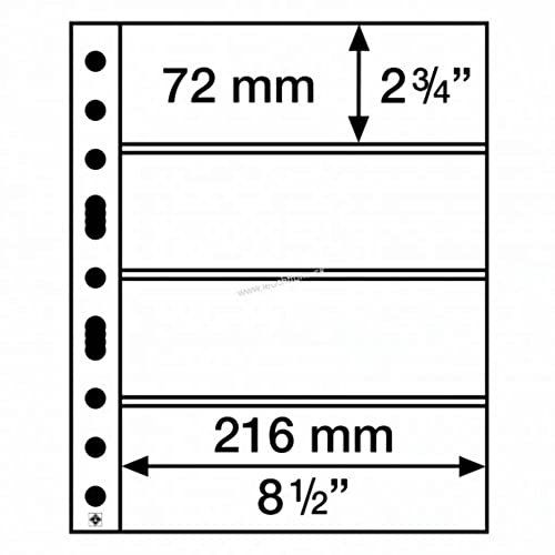 Leuchtturm 358075 klare Kunststoffhüllen SH 312, 4 quere Taschen für Banknoten und Sammelscheine - 50er Pack aus PP