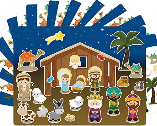 Krippenaufkleber 12 Sets Make-A-Weihnachtskrippe Aufkleber für Weihnachten Basteln Schulbedarf VBS Klassenzimmer Aktivität