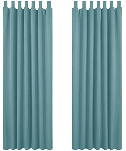 Deconovo Lot de 2 Rideau pour Porte Fenetre Rideau Occultant Isolant Thermique Anti Froid Rideau Balcon Intérieur à Pattes 132X242cm Bleu Ciel