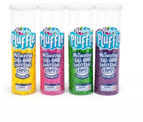 Educational Insights Playfoam Pluffle für sensorische Behälter, 4er-Pack, grün, rosa, gelb und lila, ab 3 Jahren