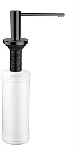 Bluewater Seifenspender Küche Rund Edelstahl Massiv INOX Schwarz, Einbau Seifenspender für Arbeitsplatte Spender Spülmittel Küche Spuelmittelspender Einbauseifenspender Spülmittelspender-für-Küche