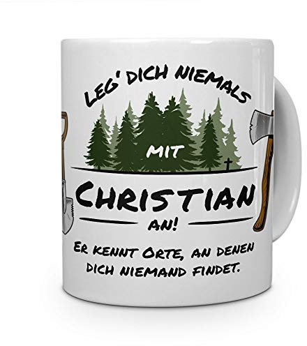 printplanet Tasse - Leg Dich Nicht mit Christian an - Namenstasse, Kaffeebecher, Mug, Becher, Kaffeetasse - Farbe Weiß