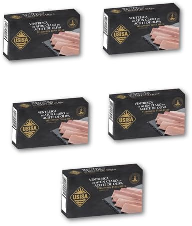 Ventresca de Atún Claro en Aceite de Oliva - 5 Latas x 120g - USISA - Conserva de Pescado