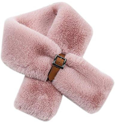 Faux Kaninchenfell Kragen Wrap,ihreesy Weiche Pelzkragen Pelzschal Pulswärmer Kunstpelz Schal Kragen Stola Schal Fauxpelzkragen mit Gürtelschnalle für Winter Frauen Jackenmantel,Rosa