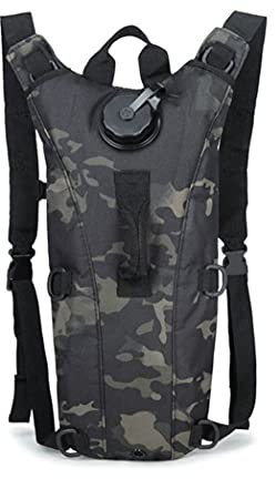 Taktischer 3L Blase Wasserbeutel Camel Rucksack für Wandern Outdoor Camping Militär Tragbare Trinkrucksäcke Wandern Beutel Wasserbeutel (Schwarz CP)