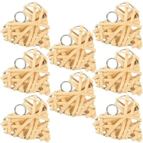 BESPORTBLE Weiden Herz Deko Rattan Bälle Herz Gewebt Anhänger 8pcs 5cm Hängende Wanddeko Fensterschmuck Bar Wohnzimmer Hochzeit Party Dekoration