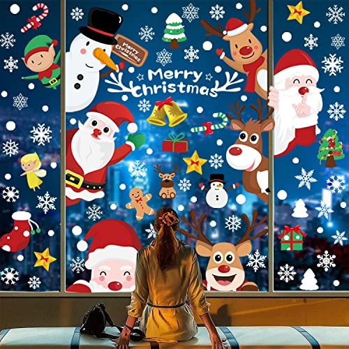 248 Adesivi Vatalizi Per Vetro Riutilizzabili Per Finestre Vetrofanie Fiocchi di Neve per Natale Finestra Vetrina Decorazioni natalizie per la casa Vetrofanie saldi Fiocco di Neve Stickers