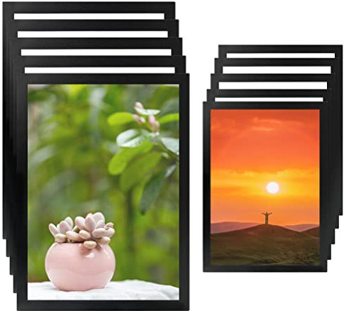 10 Pcs Magnetic Display Frame,5pcs A4 & 5pcs A3 Magnetic Photo Picture Frame,Waterproof Self Adhesive Magnetic Paper Holder for Wall Door,Window Sign Holder Document Frame for License,Photos