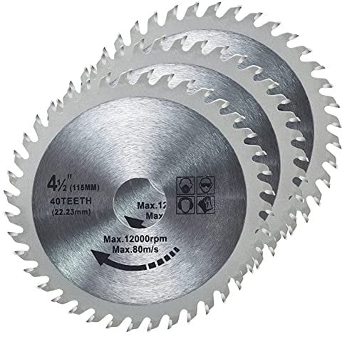 3 pezzi 115mm x 22,23mm x 40 Denti TCT Lame per seghe circolari in metallo duro per smerigliatrice angolare Lama per finitura circolare in lega di acciaio Disco per aglio del legno
