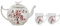 Dekomiro TeaLogic Teeservice Glas Tekanne mit 2 Teegläsern 0,35 l aus der Serie Cherry Blossom mit Glasrieinigungstuch