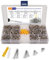 480pcs Wood Screws Assortment, M3 M4 Countersunk Self Tapping Screws, 8 Sizes Small Screw for Wood with 30pcs Screw Anchorss,for Furniture, Woodworking, DIY Model Fixing