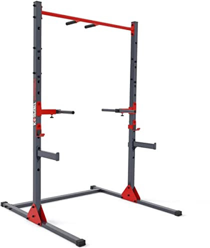 K-Sport: Stationäres Half Rack mit Safety Spotter bis 150kg belastbar I Individuell einstellbares Squat Rack mit Klimmzugstange & Dips I Fitnessgeräte für Zuhause - Made in EU