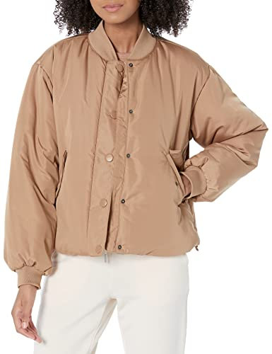 Amazon Essentials Chaqueta Bomber Tipo Crop Acolchada y Holgada de poliéster Reciclado (Disponible en Tallas Grandes) (Previamente Amazon Aware) Mujer, Camel, XL