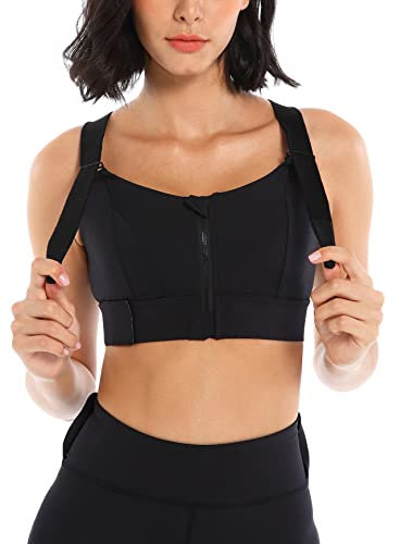 SEAUR Damen Sport BH Bustier ohne Bügel Starker Halt Sports Bra Große Brüste Top Fitness Joggen Yoga BH Gepolstert Vorderverschluss Verstellbarer Schultergurt - 5XL