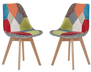 EGOONM 2er Set Skandinavischen Esszimmerstühlen, Gepolstert, Retro-Stühle, für Küche/Bürostuhl mit Beinen aus Massivem Buchenholz (Rot)