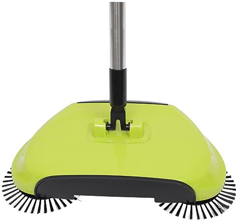 Veemoon Spazzatrice Per Pavimenti Scopa Manuale e Paletta Multifunzione Cestino Rotante Gradi Per Pulizia Dei Pavimenti in Abs e Acciaio Inossidabile Verde