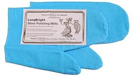 Harts Pair of Blue Professional Silver Polishing Impregnated Cloth Mitts Gloves Mittens